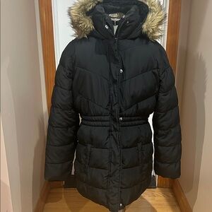 Abercrombie & Fitch Black Quilted Puffer Jacket with Logo Patch